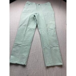 Norm Thompson Jeans Womens Size 16P Green Denim Straight Leg Pockets Casual